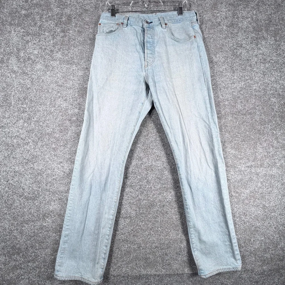 Levis 501 '93 Jeans Mens 33x34 Blue Denim Cotton Stretch Straight Fit Mid Rise‎